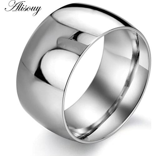 Alisouy cool ring 11.5mm Width Mens White Titanium Steel Ring Wedding Bands Love gift US Size 7 8 9 10 11 12 13 male fingerring