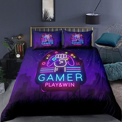 3D Printed Bedding Set For Boys Queen Modern Gamer Comforter Duvet Cover Gamepad Playstation 240x220 Video Game Kids Bed Linen