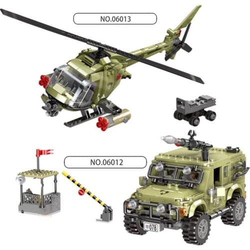 XINGBAO 06012/06013 Military Army Seires Assault Helicopter Jeep Missle Vehicle Building Blocks Educational Bricks Kids Toys