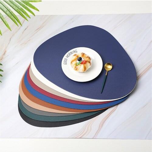 Leather Placemat Tableware Pad Oil Water Resistant Heat Insulation Non-Slip Tablemat Coaster Set for Kitchen Washable Cup