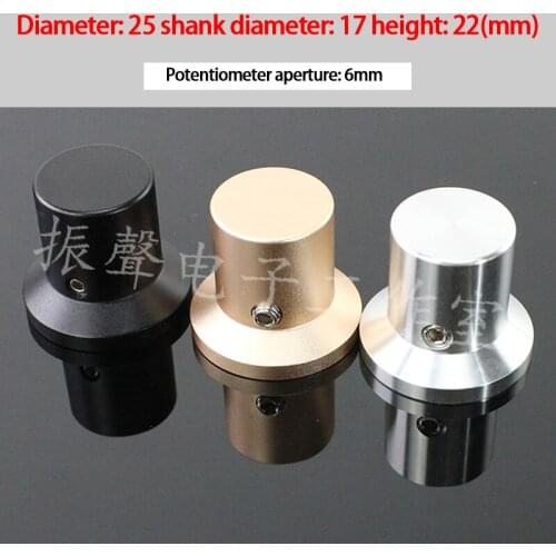KYYSLB Diameter 25 Handle Diameter 17 Height 22mm Aluminum Alloy Solid Knob Volume Potentiometer HIFI Audio Amplifier Knob