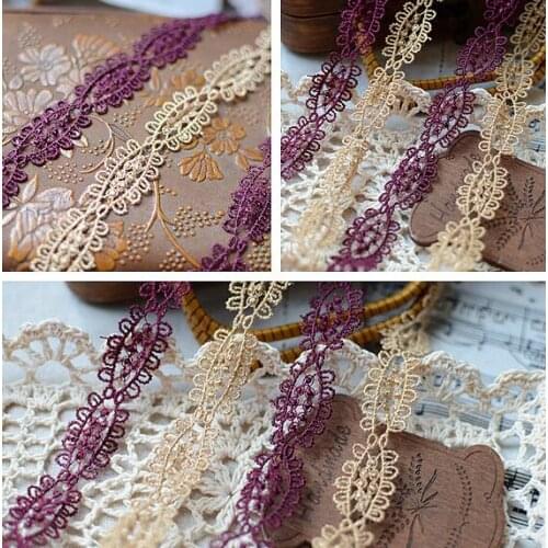2016 Hot Sale 3 Meters 2cm Burgundy Champagne Gold DIY Trims Flower Design Lace Trims Wedding Bride Dress Sewing Craft