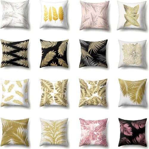 Hot 45x45cm Nordic Palm Leaf Throw Pillow Case Seat Bed Decorative Cushion Cover Home Office Car Decor