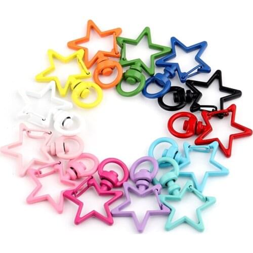 5Pcs/Lot Star Shape Metal Colorful Lobster Clasp Hooks Key Rings Connectors for DIY Crafts Jewelry Making Findings Accessories
