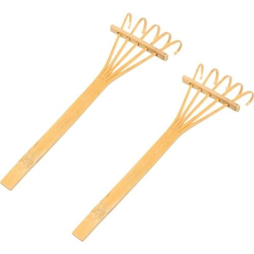 2pcs Miniature Bamboo Rake for DOLLHOUSE Fiary Gardening Home Decoration Shops Hotels Yoga Clubs Ornament