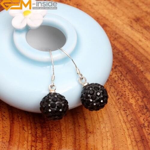 Gem-inside Fashion Crystal Beads 10mm Pave Shining Stainless Steel Stud Earrings DIY Jewelry Gift For Christmas