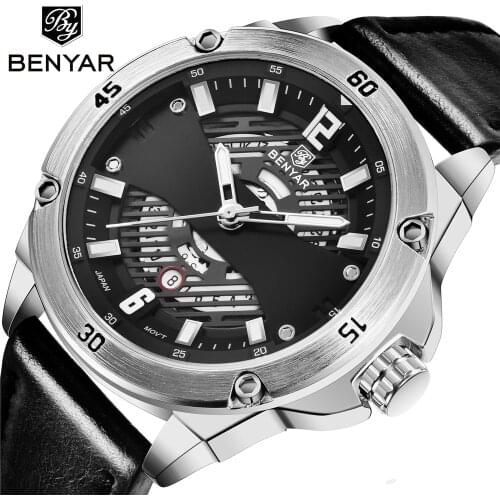 2019 BENYAR Men Luxury Brand Sport Watches Water Quartz Hours Date Hand Clock Men Full Stainless Steel Wrist Watch relogio