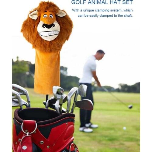 New Animals Golf Club Head Covers Driver Fairway Wood Hybrid Covers 1Pcs Lovely Golf Lion Cartoon Animal Golf Protection Cover