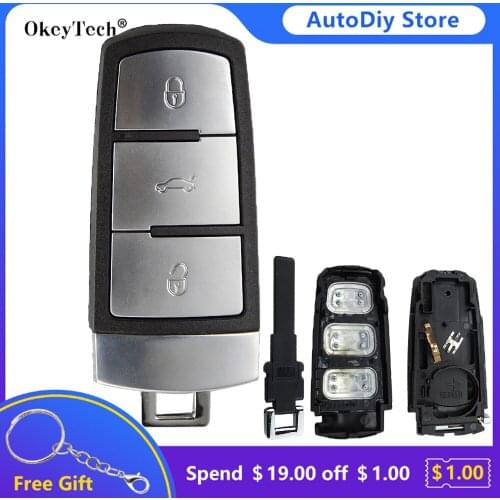 Okeytech 3 Button Smart Recote Control Car Key Shell Case Fob For Volkswagen/VW Passat CC B6 B7 B7L CC R36 Maogotan B5 Passat 3C