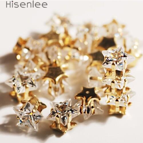 Hisenlee 8mm Pentagram Lovely Exquisite Clear Shiny 3D Cubic Zirconia Stone Accessories DIY Clothing and Jewelry,18pcs/Pack