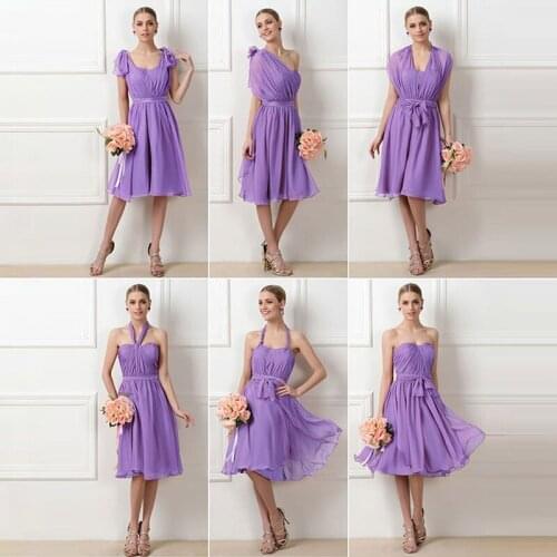 Tanpell a line ruched bridesmaid dress dark lilac sleeveless knee length gown lady wedding party custom short bridesmaid dresses
