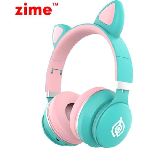Pink wireless Bluetooth Headphones Childrens luminous cat ear headset Support TF Card 3D stereo for xiaomi iphone with mic