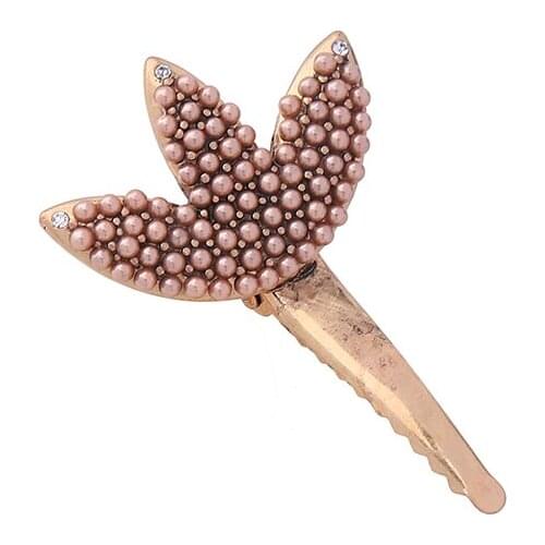 Pink Simulated Pearl Leaf Hairpins Fashion Vintage Women Hair Jewelry Aliexpress Hot Sale Hairwears