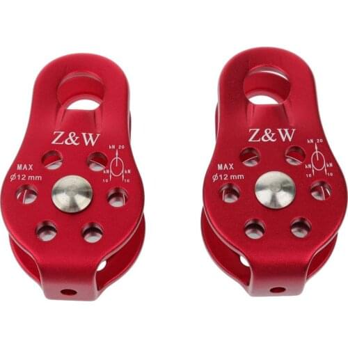2 pcs Aluminum magnesium alloy Rock Pulley Rope Tree Climbing Climber arborist Fixed pulley Wire Red Pulley Single Wheel Swivel
