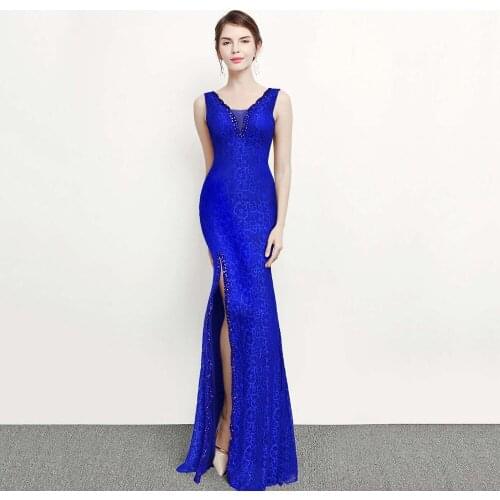 Corzzet Sexy Red Crystal Beaded Perspective V-neck Tank High Slit Long Dress Elegant Evening Party Dresses Robe Femme Vestidos