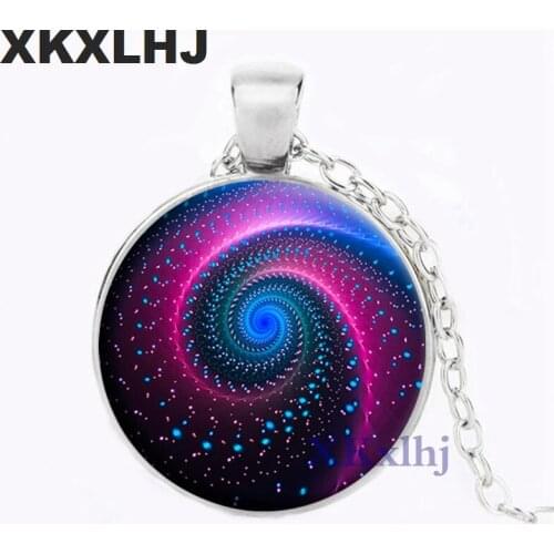 XKXLHJ Vintage Galaxy Statement Necklace Women Choker Charms Nebula Space Glass Cabochon Pendant Black Plated Necklaces Jewelry