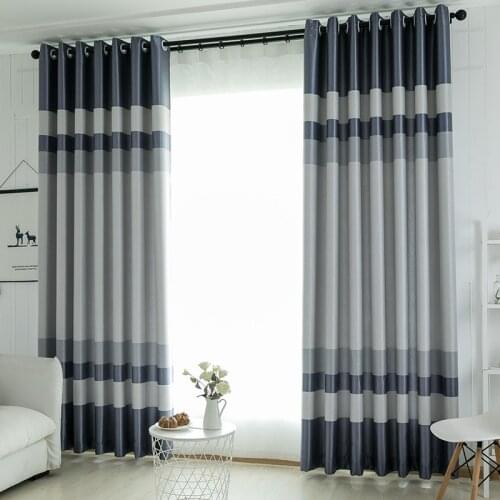 Curtain Full Blackout Cloth Stripe Bedroom Shading Living Room Window Curtains For Bedroom Curtains
