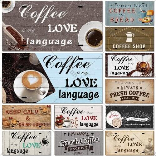 Coffee Tin Signs Vintage Metal Poster Plaque Plate for Cafe Bar Pub Kitchen Garden Home Wall Decoration