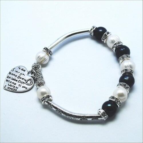 Hot pearl womens bracelets with heart shape metal beads jewelry new arrived freshwater pearl beads accessories new shell beads