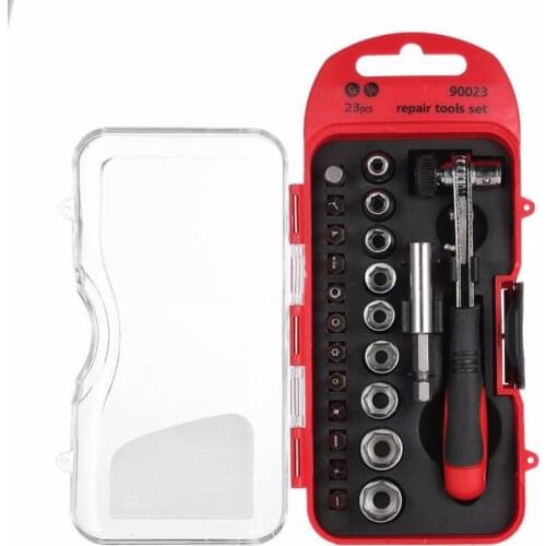 23 In 1 Multi-functional Precise Mini Ratchet Screwdriver Bits Set Sockets Extension Rod Repair Tool Kit