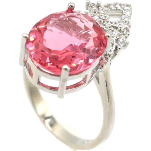 16x15mm SheCrown Romantic Created Violet Tanzanite CZ For Women European Style Silver Rings