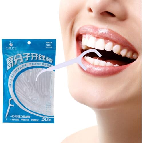 30/50/100pcs Polymer floss stick Superfine dental floss Care clean mouth Flat line bow toothpick Teeth stick Interdental brush