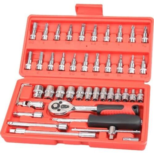 46Pcs Wrench Batch Head Hand Tool Set Ratchet Carbon Steel Pawl Socket Spanner Screwdriver Motorcycle Car Repair Tool Set