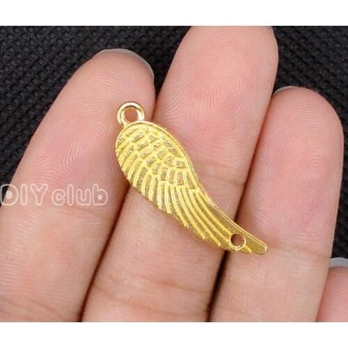 60pcs-Gold Tone 2 Sided Angel Wing Connector Charms 31x10mm