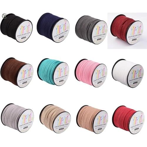 98yards/roll 3.0x1.4mm Leather Beading Thread Faux Suede Lace Cord String with Roll Spool 295 feet (90m) Bracelets Making