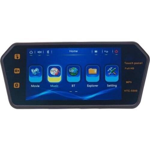 Bluetooth Video MP5 Player 7 Inch TFT LCD Color Mirror Monitor Car Rear View Mirror Support USB/SD/BT Audio Output Mirror Screen