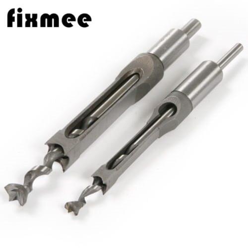 2pc 10mm 16mm Square Hole Saw Mortising Chisel w/ Twist Drill Bit Wood Tool
