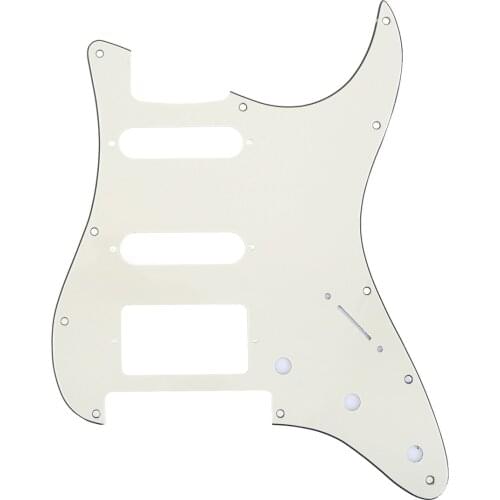 Musiclily Pro 11-Hole Strat HSS Guitar Pickguard for American/Mexican Fender Stratocaster Floyd Rose Bridge Cut, 3Ply Cream
