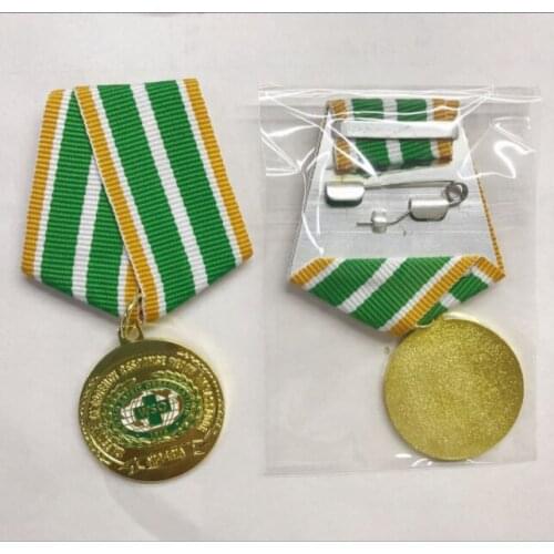 Custom Organization Breast Medal In Gold Plating With Short Ribbon