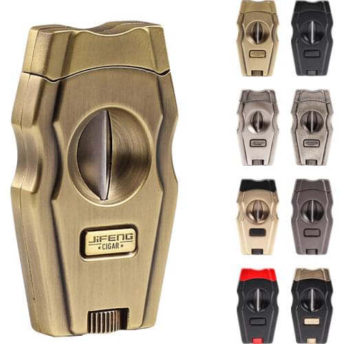 Cigar Tool Stainless Steel V-Cut Cigar Cutter W/Cigar Puncher Cigar Punch Cigar Holder Gift Box
