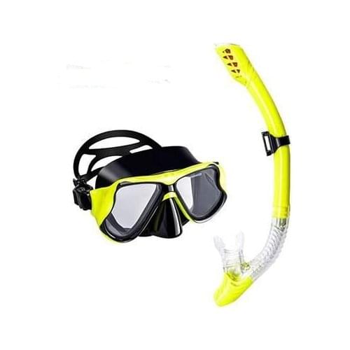 PANO4 + DRY Snorkeling Set Silicone Skirt Four-Lens Panoramic Scuba Diving Mask Dry Snorkel for Adults