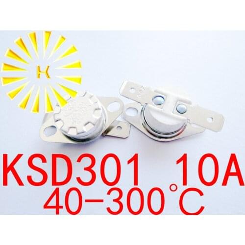 KSD301 10A 40-300 degree Ceramic 250V Normally Closed/Open Temperature Switch Thermostat For Water Heater x 10PCS FREE SHIPPING