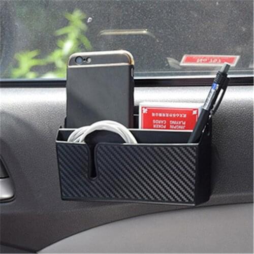 Newest Model Carbon Fiber Grain Paste Type Car Storage Box Cellphone Holder Flexible Glue Surface Stowing Tidying Storage Box