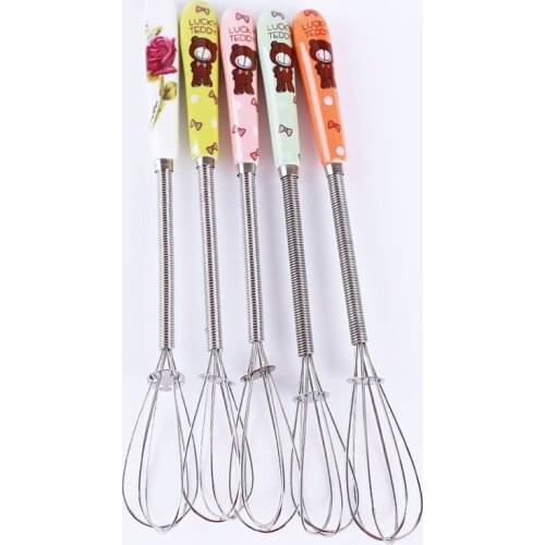 New Hot Long Handle Egg Mixer Tools Small Manual Ceramic Cartoon Handle Egg Kitchen Cake Baking Mixer Mini Handheld Egg Beater
