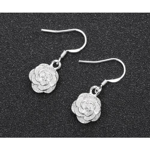 NEW New coming 925 Silver colorearrings Romantic jewelry Flowers earrings for female High Quality Christmas gifts #18