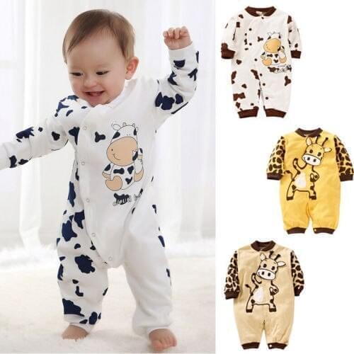 NEW Cow Newborn Girls Boys Cotton Clothes Baby Outfit Infant Romper Clothes 0-24