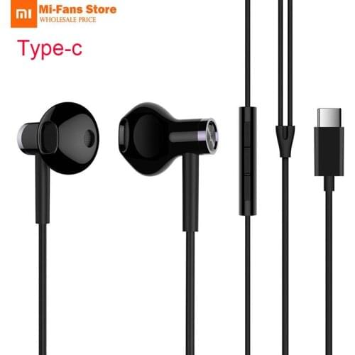 New Xiaomi mijia Hybrid DC Earphone Type-C Plug Half In-Ear USB Wired Control MEMS Microphone BRE02JY Mi Dual Driver Earphone