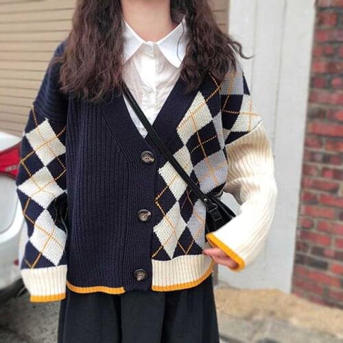 NiceMix Autumn Women Knitted Sweaters Brief Paragraph Cardigan Sweater Female Cartoon Embroidered Loose Casual Women Tops YoYiKa