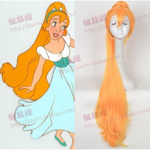 Cartoon character Thumbelina Cosplay wig with one Long 100cm Chip Removable Ponytail + Wig Cap