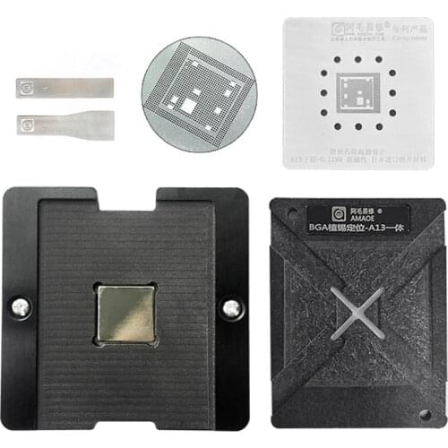 Amaoe A13 CPU Ram Reballing Platform Strong Magnetic Base With BGA Planting Tin Net Stencil for A13 CPU Reballing Tools