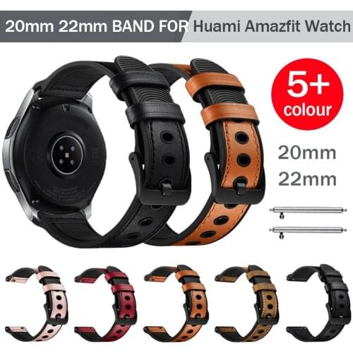 Genuine Leather Band for Huami Amazfit GTR 2 47mm 42mm Bracelet Belt Strap for Amazfit Stratos 3 GTS 2/Bip/S 20mm 22mm Watchband