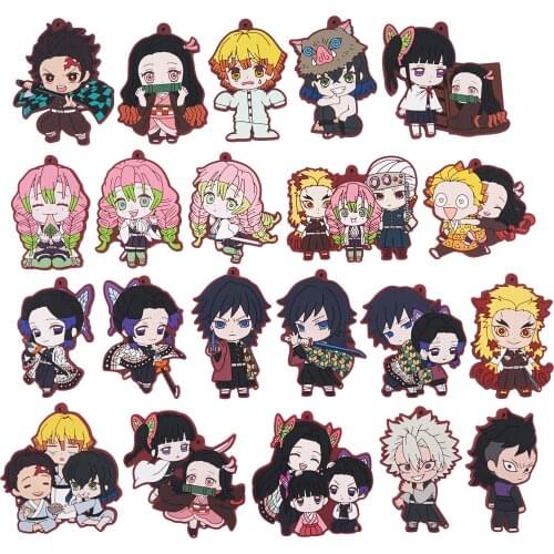 Demon Slayer Kimetsu no Yaiba Anime Kamado Tanjirou Nezuko Agatsuma Zenitsu Tokitou Muichirou Iguro Obanai Rubber Keychain