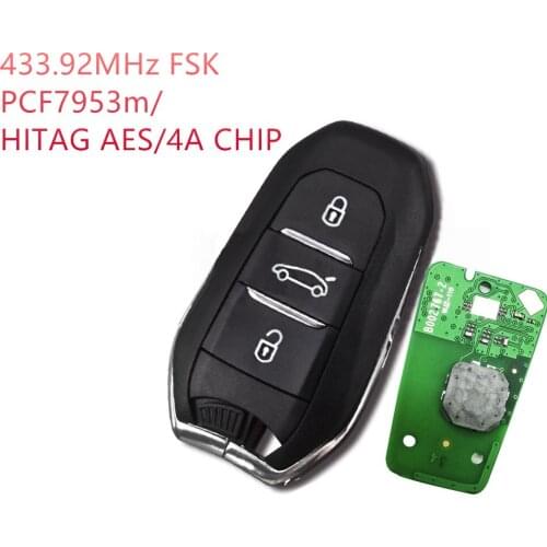 RIOOAK 3 Buttons 433.92MHz PCF7953M / HITAG AES / 4A Chip Complete Keyless Card Car Key Replacement For CIT ROEN C4 Picasso Lock