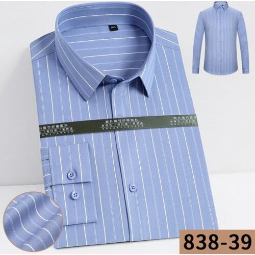 Business Plaid Striped Shirt Non-iron Longsleeve Shirt for Men Daily Slim Fit Shirt Men Casual Wear Mens Fashion Clothing Trends