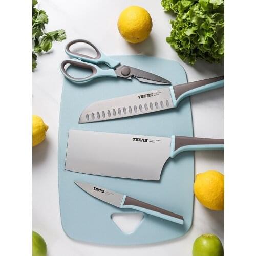 Household Kitchen Knife Kit Sharp Kitchen Knife Scissors Fruit Knife Chopping Board Full Set Food Supplement Kitchenware