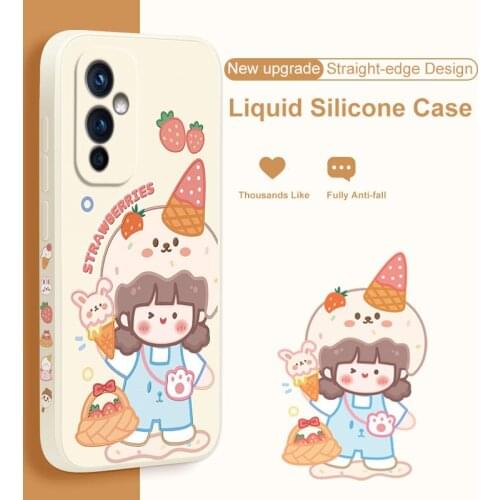 ASINA Cute Cartoon Case For Oneplus 9 8t 8 Pro Straight-sided Edge Liquid Silicone Couple Cases For Oneplus 7 7T Pro Girl Funda